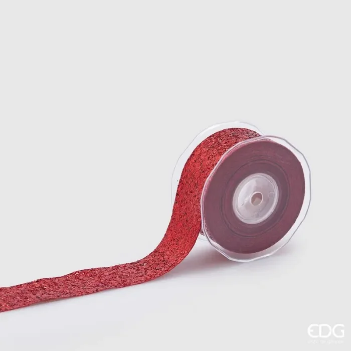 EDG Enzo De Gasperi Nastro Natale Shineglitt H 38 Mm 10 Mt Red