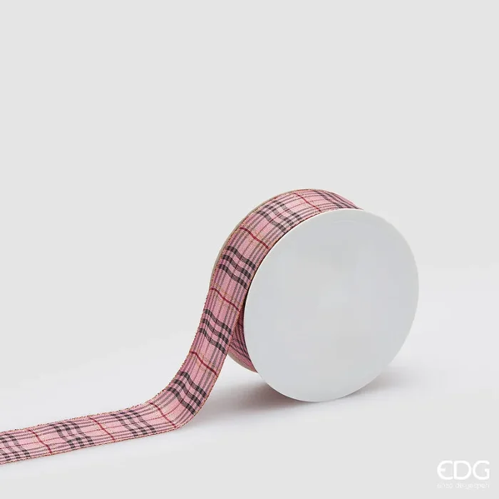 EDG Enzo De Gasperi Nastro Tartan H 4 Cm 20 Mt Pink