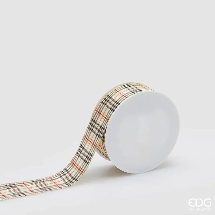 EDG Enzo De Gasperi Nastro Tartan H 4 Cm 20 Mt Red Crema
