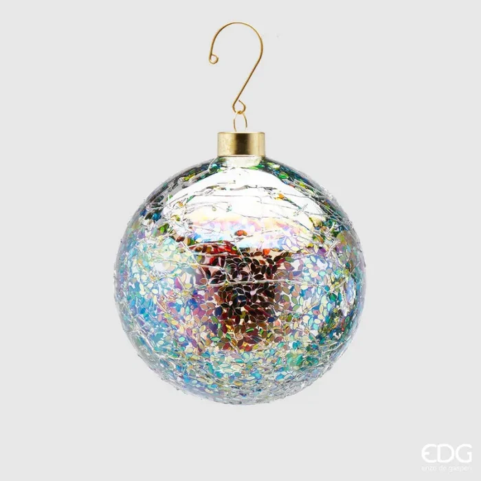 EDG Enzo De Gasperi Palla di Natale Microfoglie Vetro D 10 Cm Teal Vendita calda