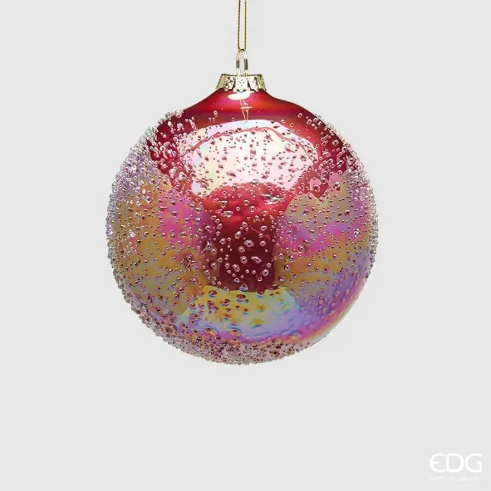 EDG Enzo De Gasperi Palla di Natale Vetro Microbolle D 12 Cm Garnet