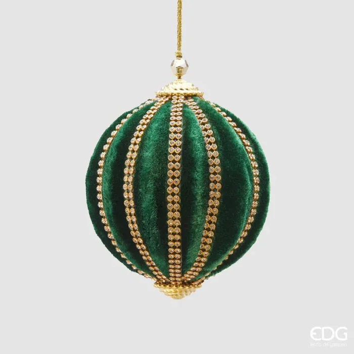 EDG Enzo De Gasperi Palla Natale Spicchi Velluto D 10 Cm Green 1 Pz