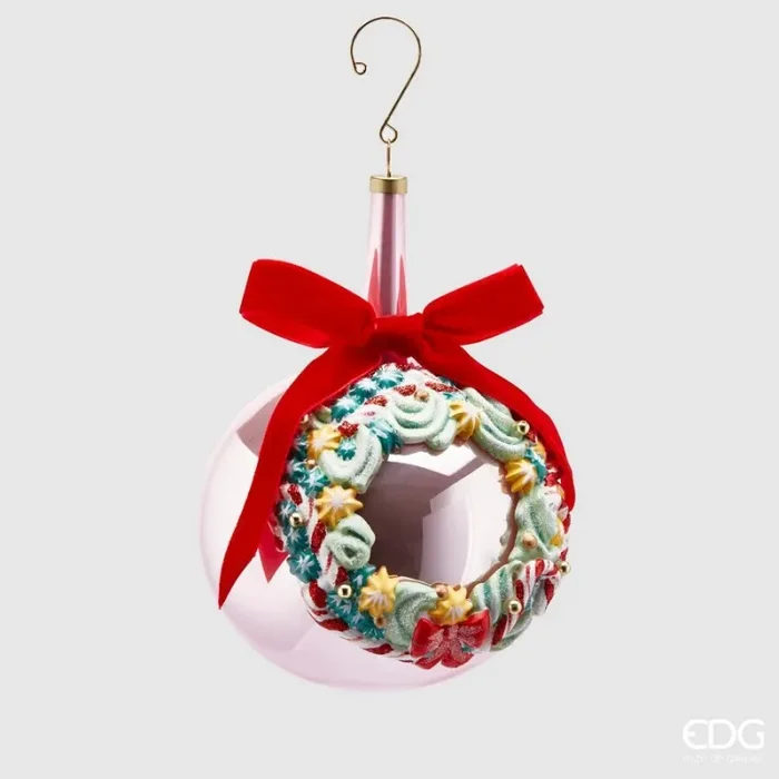 EDG Enzo De Gasperi Palla Natale Vetro Coronadolci Collolungo D 12 Cm Pink