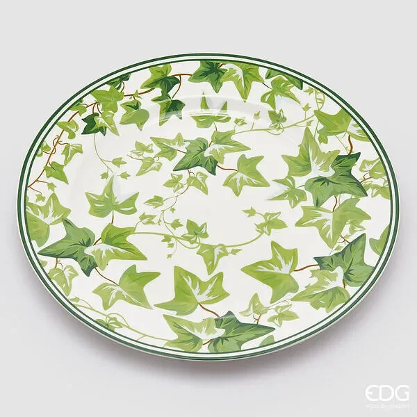 EDG Enzo De Gasperi Piatto da Portata H 2,5 Cm D 30 Cm Bianco e Verde