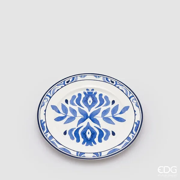 EDG Enzo De Gasperi Piatto Dessert H 2 Cm D 20,5 Cm Bianco Royal Blue
