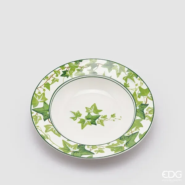 EDG Enzo De Gasperi Piatto Fondo H 3,5 Cm D 22 Cm Bianco e Verde