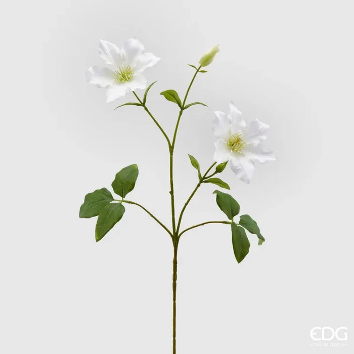 EDG Enzo De Gasperi Ramo Clematis Artificiale con Fiori, Bocciolo e Foglie H 74 Cm White