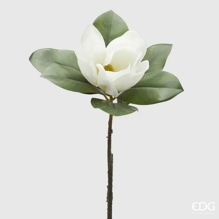 EDG Enzo De Gasperi Ramo Magnolia Artificiale con Foglie H 70 Cm White
