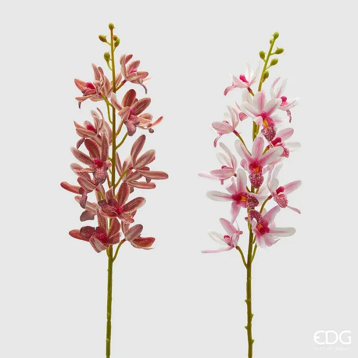 EDG Enzo De Gasperi Ramo Orchidea Cymbidium Artificiale H 70 Cm Ass. Two Tone Pink 1 Pz