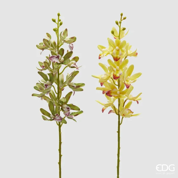 EDG Enzo De Gasperi Ramo Orchidea Cymbidium Artificiale H 70 Cm Ass. Yellow Green 1 Pz Saldi