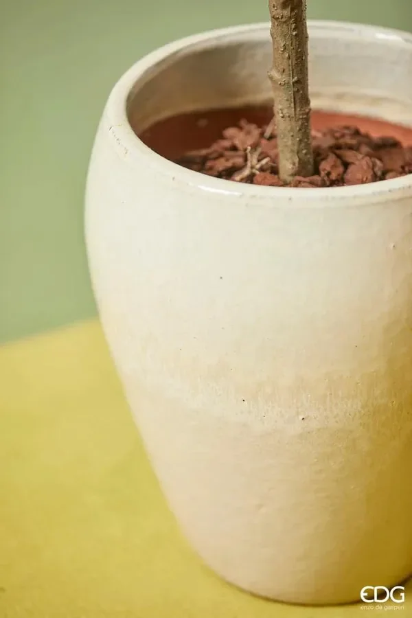 EDG Enzo De Gasperi Set 2 Pz Vaso Glaze Bombato H 42 Cm H 32 Cm Waterproof Green Mix - immagine 3