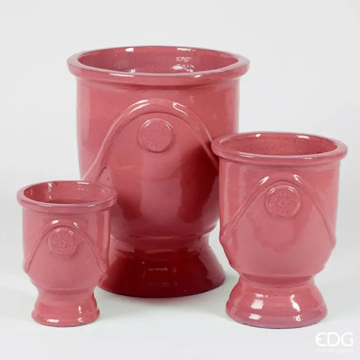 EDG Enzo De Gasperi Set 3 Pz Vaso Glaze Coppa H 58 Cm H 41 Cm H 30 Cm Coral Waterproof Saldi
