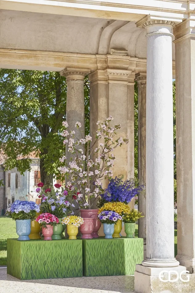 EDG Enzo De Gasperi Set 3 Pz Vaso Glaze Coppa H 58 Cm H 41 Cm H 30 Cm Coral Waterproof Saldi - immagine 2