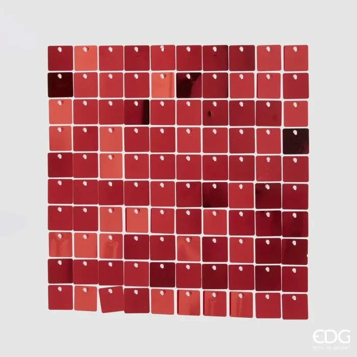 EDG Enzo De Gasperi Tenda Natale Glitter Quadrato 30 x 30 Cm Rosso