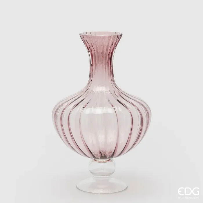 EDG Enzo De Gasperi Vaso Anfora Righe H 40 Cm D 26 Cm Vetro Antique Pink Online