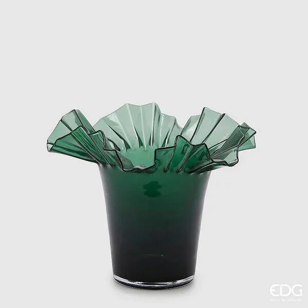 EDG Enzo De Gasperi Vaso Balze Svasato H 27 Cm D 34,5 Cm Verde Scuro