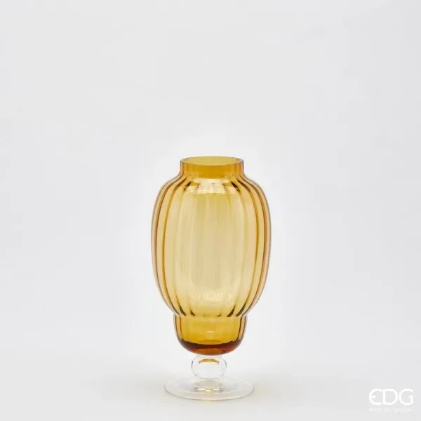 EDG Enzo De Gasperi Vaso Biforma Righe H29,5 D16 C3 Amber