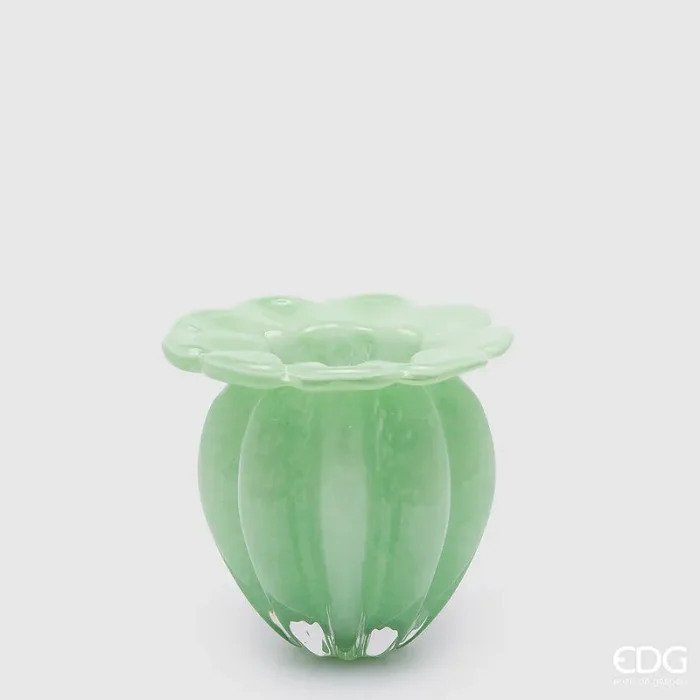 EDG Enzo De Gasperi Vaso Blossom H 17,5 Cm D 21 Cm Vetro Light Green