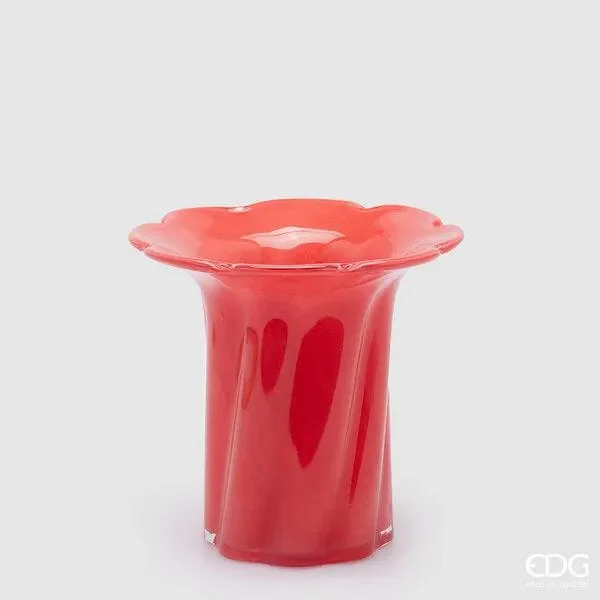 EDG Enzo De Gasperi Vaso Blossom H 20 Cm D 21 Cm Vetro Red