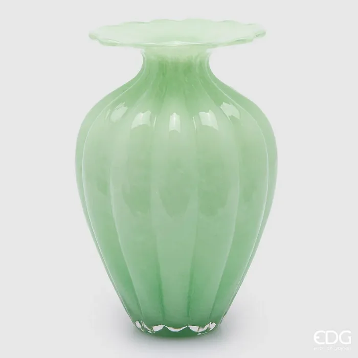 EDG Enzo De Gasperi Vaso Blossom H 31,5 Cm D 21 Cm Vetro Light Green