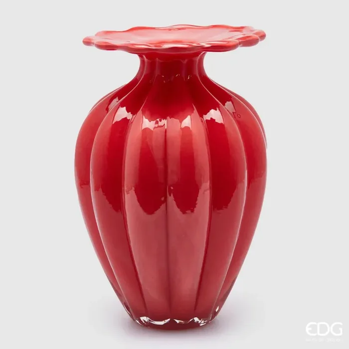 EDG Enzo De Gasperi Vaso Blossom H 31,5 Cm D 21 Cm Vetro Red