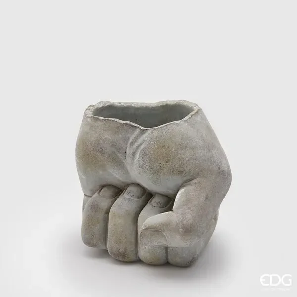 EDG Enzo De Gasperi Vaso Cemento Pugno H 17 Cm L 18 Cm L 18 Cm Grey Waterproof