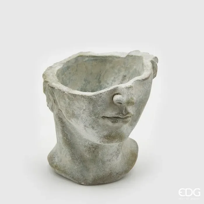 EDG Enzo De Gasperi Vaso Cemento Semitesta H 18 Cm L 20 Cm L 18 Cm Light Grey Waterproof
