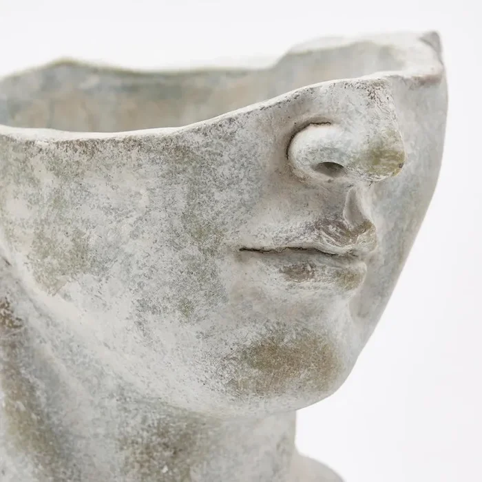 EDG Enzo De Gasperi Vaso Cemento Semitesta H 18 Cm L 20 Cm L 18 Cm Light Grey Waterproof - immagine 2