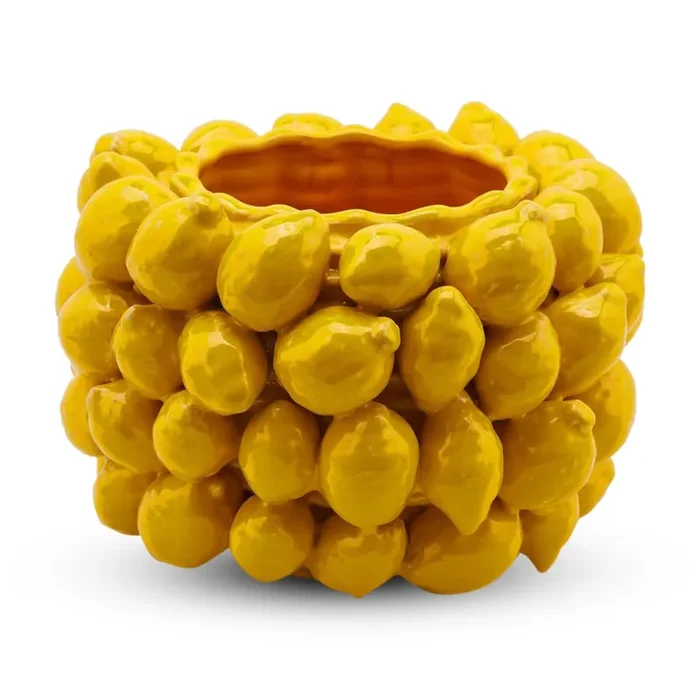 EDG Enzo De Gasperi Vaso Chakra Limoni H 22 Cm D 31 Cm 45 Frutti Giallo