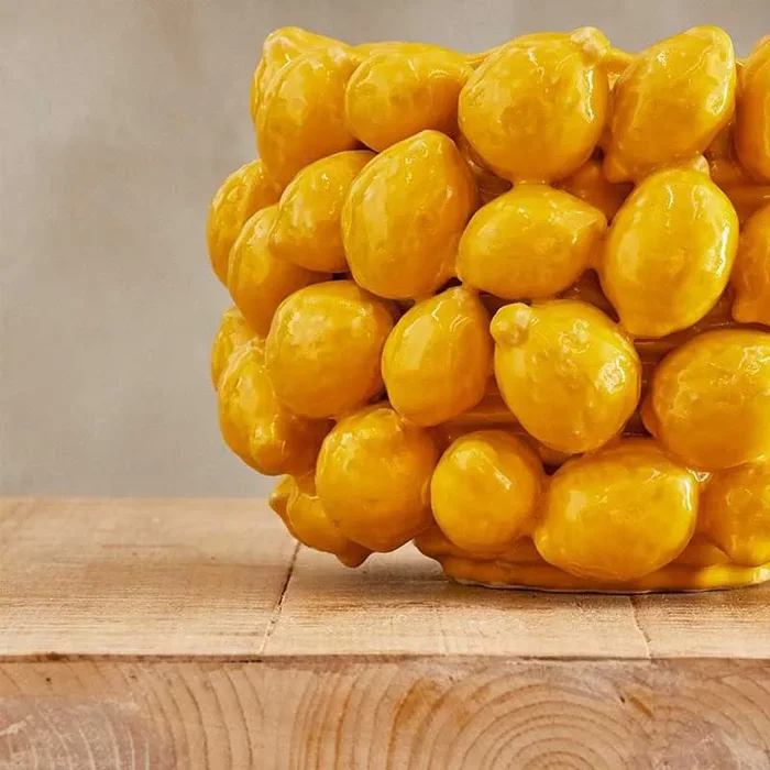 EDG Enzo De Gasperi Vaso Chakra Limoni H 22 Cm D 31 Cm 45 Frutti Giallo - immagine 2