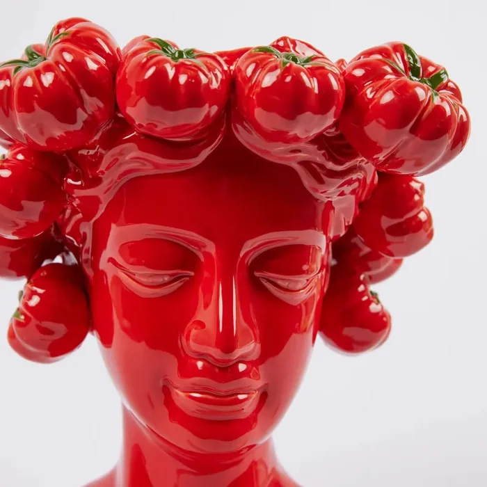 EDG Enzo De Gasperi Vaso Chakra Pomodoro H 29 Cm L 28 Cm L 24 Cm Colore Rosso e Verde - immagine 2