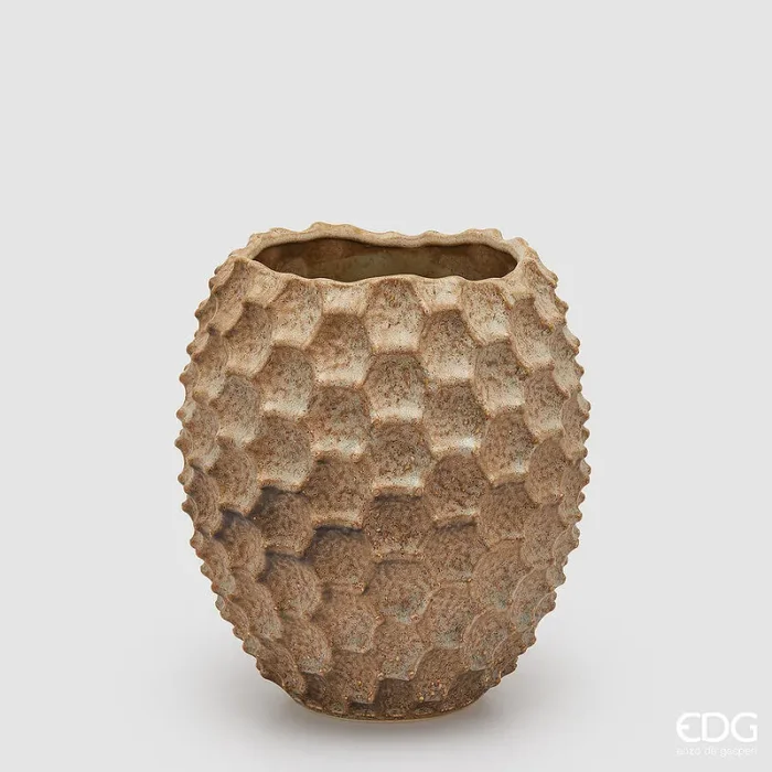 EDG Enzo De Gasperi Vaso Chakra Scaglie H 30 Cm D 26 Cm Waterproof Hazelnut