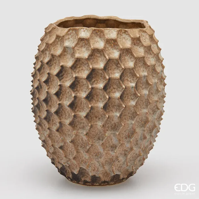 EDG Enzo De Gasperi Vaso Chakra Scaglie H 39,5 Cm D 34 Cm Waterproof Hazelnut