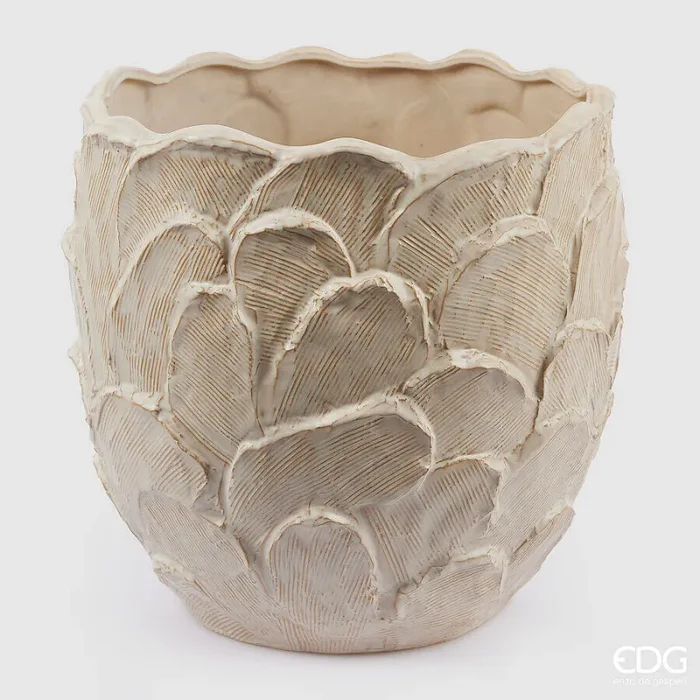 EDG Enzo De Gasperi Vaso Chakra Stucco H 40 Cm D 43 Cm Waterproof Ivory Vendita calda online