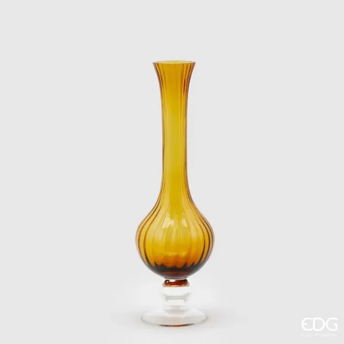 EDG Enzo De Gasperi Vaso Collolungo Righe H 40 Cm D 13 Cm Scatola Regalo Amber