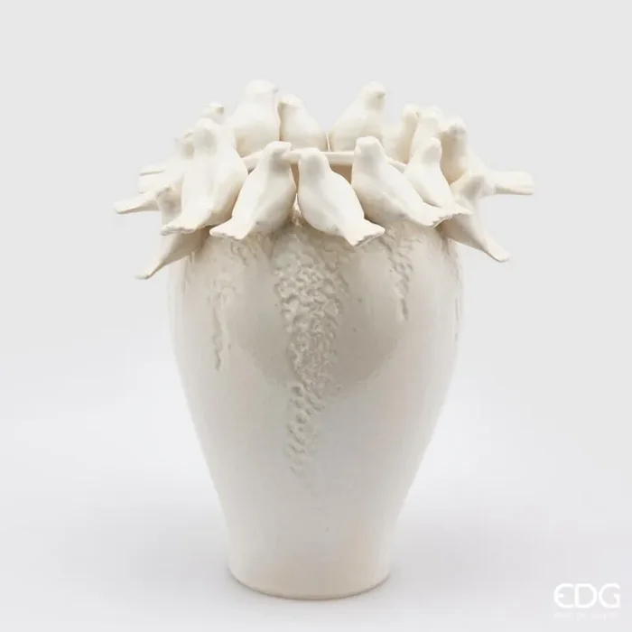 EDG Enzo De Gasperi Vaso Colombe H 33 Cm D 29 Cm Waterproof White