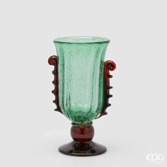 EDG Enzo De Gasperi Vaso Corinto Coppa H 35 Cm L 22,5 Cm L 18 Cm Vetro Green