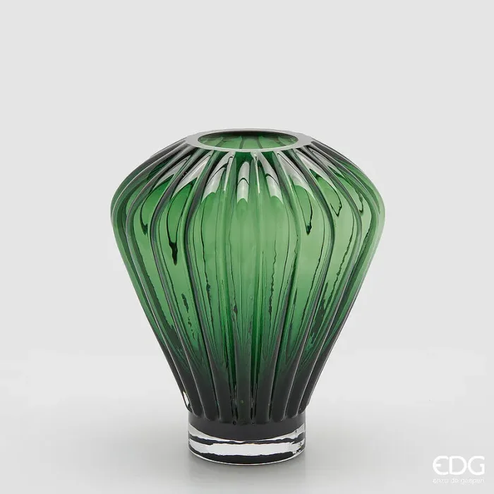 EDG Enzo De Gasperi Vaso Diamante H 27 Cm D 23 Cm Vetro Green