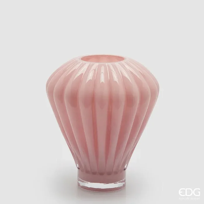 EDG Enzo De Gasperi Vaso Diamante H 27 Cm D 23 Cm Vetro Pink