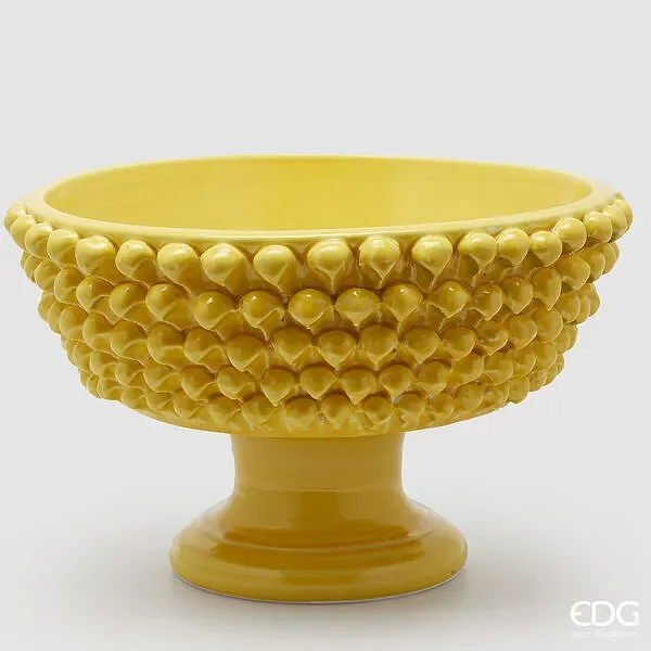 EDG Enzo De Gasperi Vaso Fenice Pigna con Piede H 24,5 Cm D 40 Cm Colore Giallo