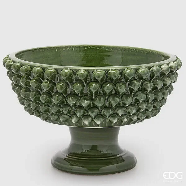 EDG Enzo De Gasperi Vaso Fenice Pigna con Piede H 24,5 Cm D 40 Cm Colore Verde Saldi
