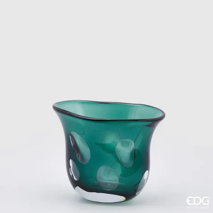 EDG Enzo De Gasperi Vaso Fluxus Svasato Vetro H 23 Cm Scatola Regalo Green