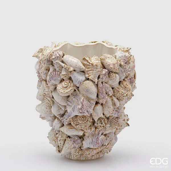 EDG Enzo De Gasperi Vaso Freaky con Conchiglie H 28,5 Cm D 28 Colore Avorio In saldo