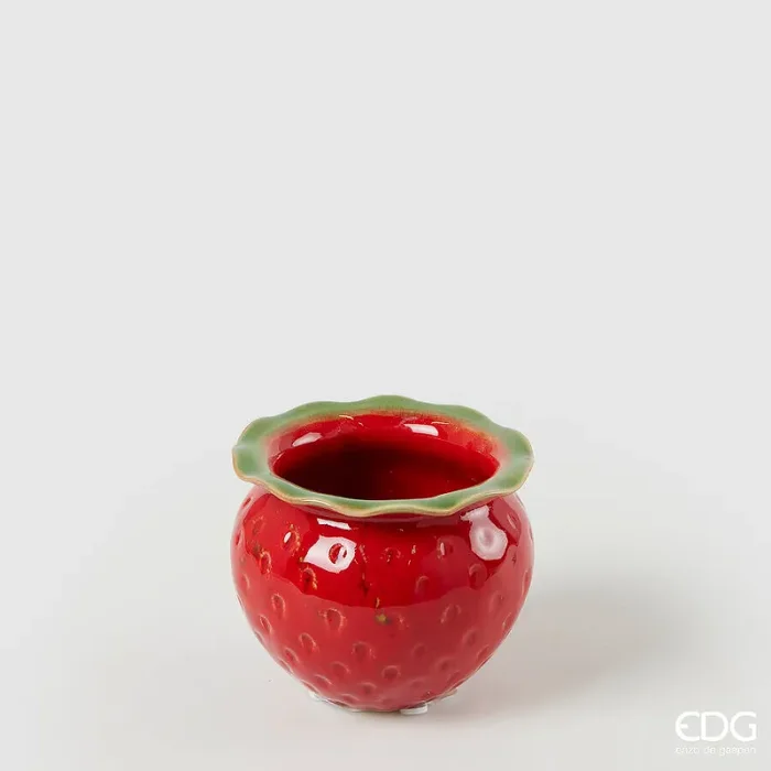 EDG Enzo De Gasperi Vaso Freaky Fragola H 8,5 Cm D 10,5 Cm Ceramica Waterproof Green Red