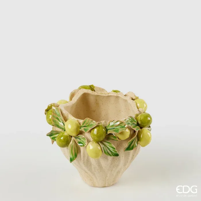 EDG Enzo De Gasperi Vaso Freaky Limoni Ciotola H 15,5 Cm D 19,5 Cm Ceramica Waterproof Yellow Green