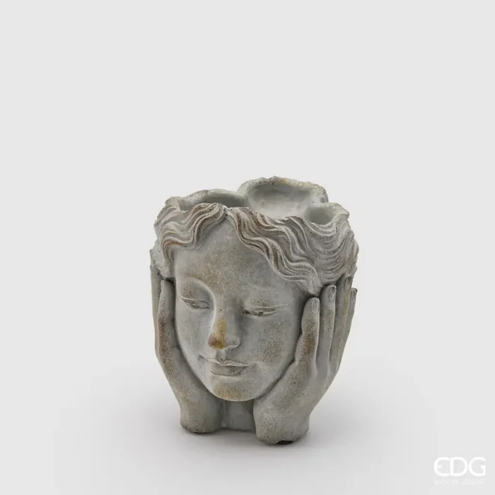 EDG Enzo De Gasperi Vaso in Cemento Pensatore H 17 Cm D 14 Cm Grey Waterproof