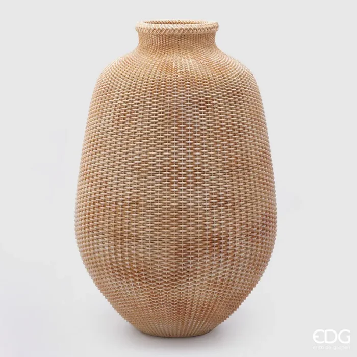 EDG Enzo De Gasperi Vaso Intreccio H 78 Cm D 51 Cm Hazelnut Waterproof Poliresina