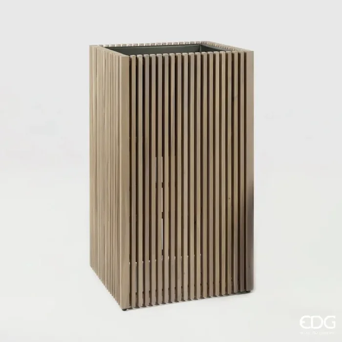 EDG Enzo De Gasperi Vaso Listelli Qudrato Legno di Acacia Grey 90 x 51 x 51 Cm Moda