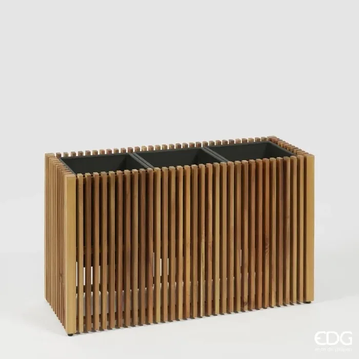 EDG Enzo De Gasperi Vaso Listelli Rettangolare Legno di Acacia Brown H 50 x 86 x 33 Cm