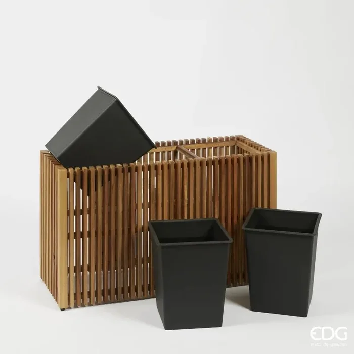 EDG Enzo De Gasperi Vaso Listelli Rettangolare Legno di Acacia Brown H 50 x 86 x 33 Cm - immagine 3